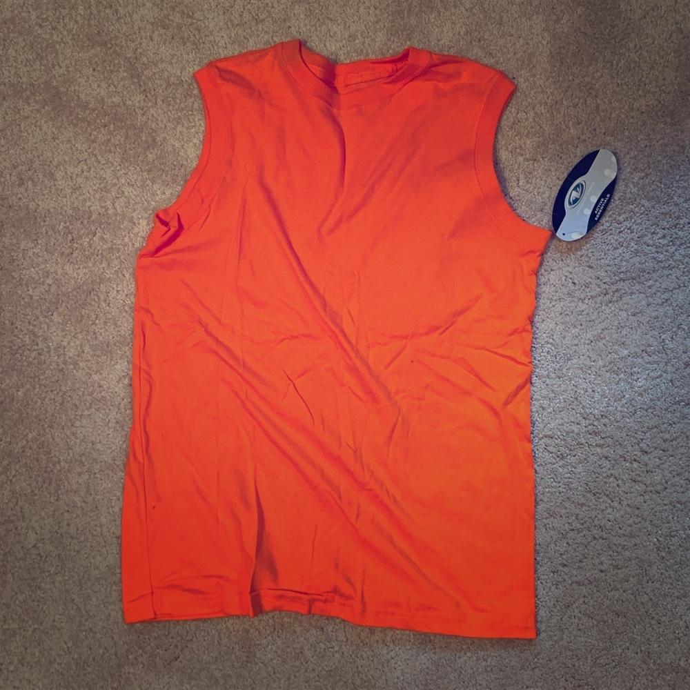 Orange no-sleeve shirt